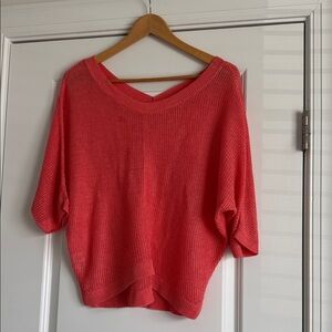 LOFT Coral Off-the-Shoulder Knit Sweater